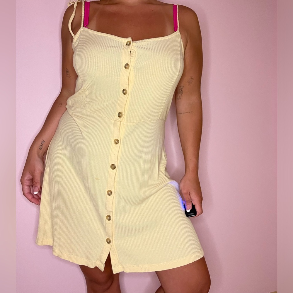 Yellow button down sundress